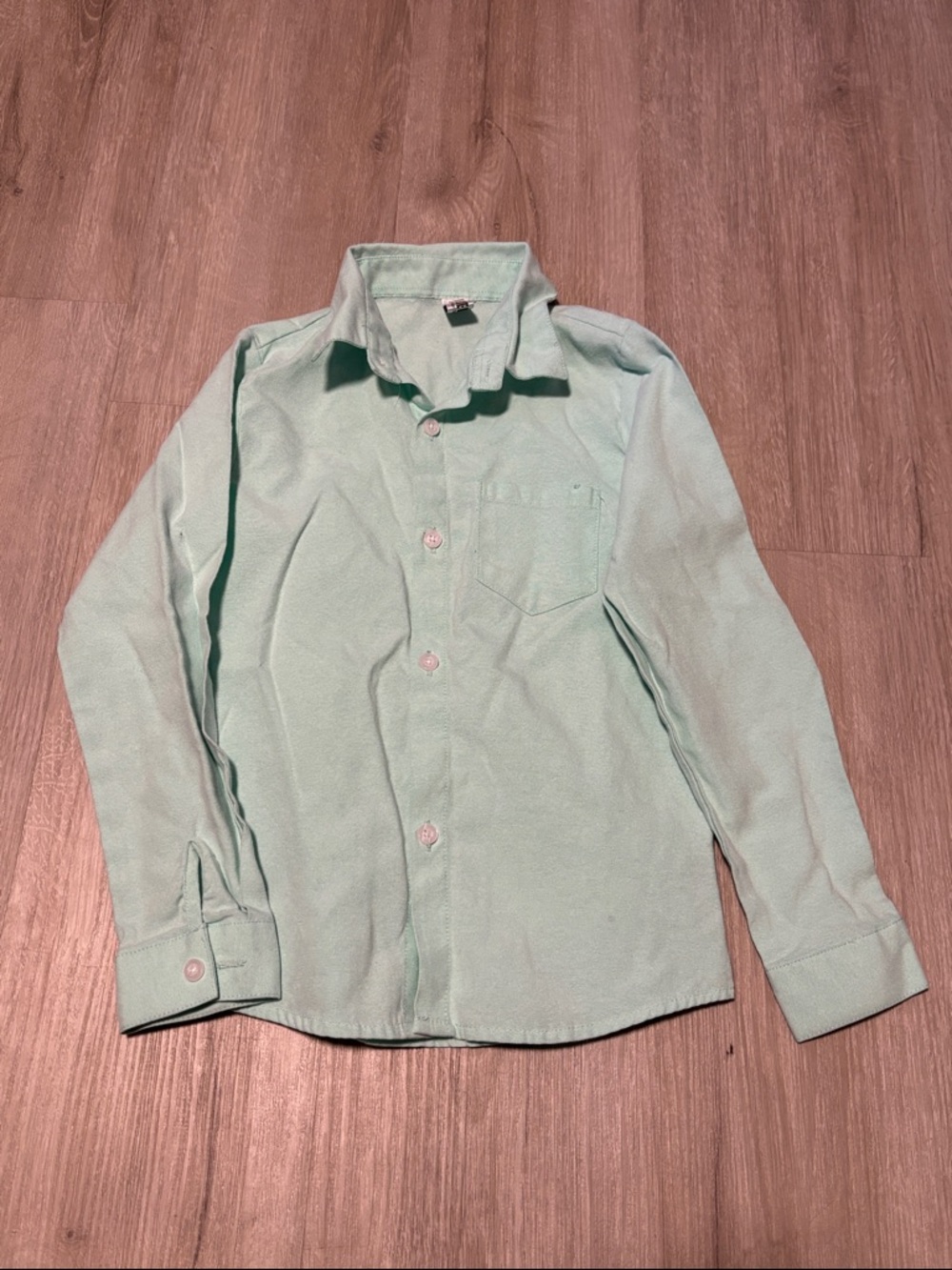 Girls' Mint Green Long-Sleeve Button-Down Shirt‎